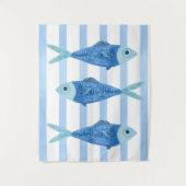 Coastal Blue Sardines Striped  タペストリー (正面)