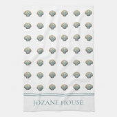 Coastal Blue Scallop Seashell Personalized キッチンタオル (縦)