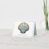 Coastal Blue Scallop Seashell Personalized ノートカード (正面)