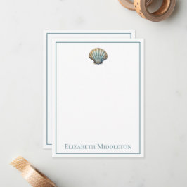 Coastal Blue Scallop Seashell Personalized ノートカード