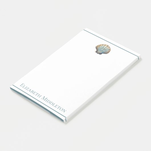 Coastal Blue Scallop Seashell Personalized ポストイット (アングル)