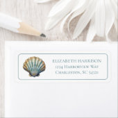 Coastal Blue Scallop Seashell Personalized ラベル (インサイチュ)
