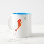 Coastal Blue Seahorse and Coral Watercolor Coffee  ツートーンマグカップ (正面左)