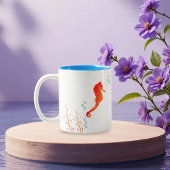 Coastal Blue Seahorse and Coral Watercolor Coffee  ツートーンマグカップ