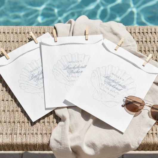 Coastal Blue Seashell Bachelorette フェイバーバッグ