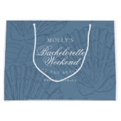 Coastal Blue Seashell Bachelorette ラージペーパーバッグ (正面)