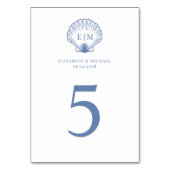 Coastal Blue Seashell Monogram Wedding テーブルナンバー (正面)