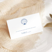 Coastal Blue Seashell Monogram Wedding プレイスカード