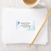 Coastal Blue Starfish Wedding Return Address ラベル (インサイチュ)