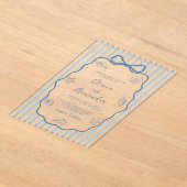 Coastal Blue Stripe Whimsical Hand Drawn Wedding アクリル招待状 (レイダウン)
