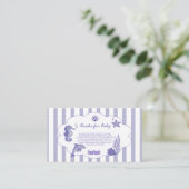 Coastal Blue Striped Books for Baby Shower エンクロージャーカード (スタンド正面)