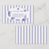 Coastal Blue Striped Books for Baby Shower エンクロージャーカード (正面/裏面)