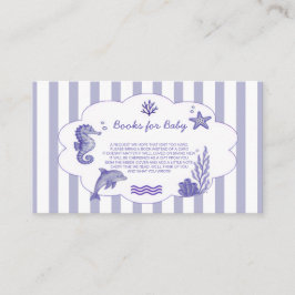 Coastal Blue Striped Books for Baby Shower エンクロージャーカード