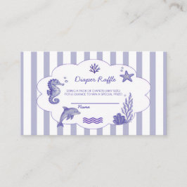 Coastal Blue Striped Diaper Raffle Baby Shower エンクロージャーカード