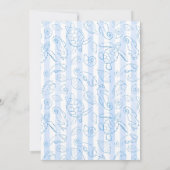 Coastal Blue Stripes Boy Sea You Soon Baby Shower 招待状 (裏面)
