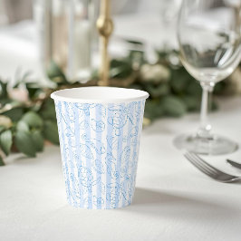 Coastal Blue Stripes Boy Sea You Soon Baby Shower 紙コップ