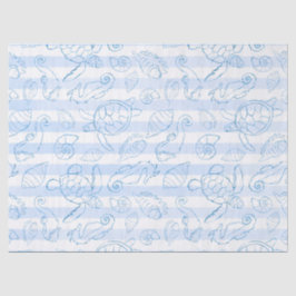 Coastal Blue Stripes Boy Sea You Soon Baby Shower 薄葉紙