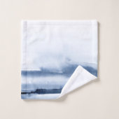 Coastal Blue Watercolor Ocean Wave バスタオルセット (ウォッシュタオル)