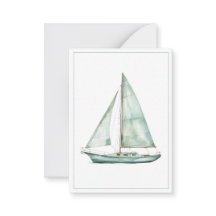 Coastal Blue Watercolor Sailboat Personalized