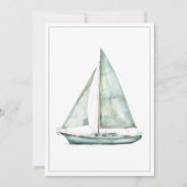 Coastal Blue Watercolor Sailboat Personalized Note ノートカード (正面)