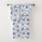Coastal Blue Watercolor Undersea Octopus Pattern バスタオルセット (インサイチュ)