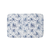 Coastal Blue Watercolor Undersea Octopus Pattern バスマット (正面)