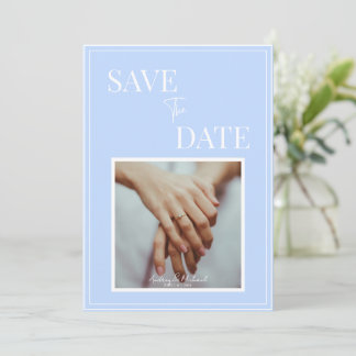 Coastal Blue Wedding Save the Date – Elegant 招待状