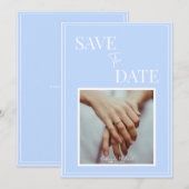 Coastal Blue Wedding Save the Date – Elegant 招待状 (正面/裏面)
