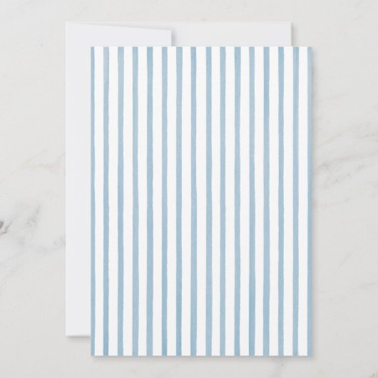 Coastal Blue Whimsical Stripe Bow Wedding 招待状 (裏面)