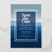 Coastal Blues Abstract Save the Date Photo Beach  箔シーズンカード (正面)