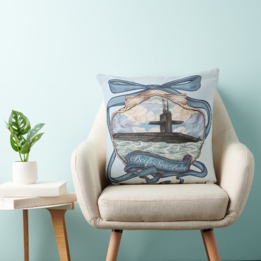 Coastal Blues Submarine Throw Pillow  クッション (椅子)