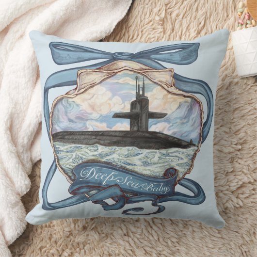 Coastal Blues Submarine Throw Pillow  クッション (ブランケット)