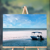 Coastal Boat Wall Art Minimalist Ocean Blue アクリルサイン (ニュートラル)