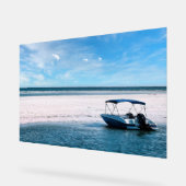 Coastal Boat Wall Art Minimalist Ocean Blue アクリルサイン (傾斜)