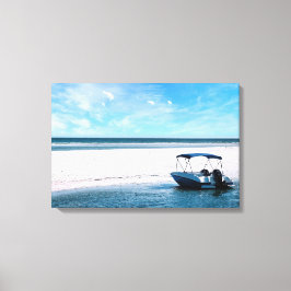 Coastal Boat Wall Art Minimalist Ocean Blue キャンバスプリント