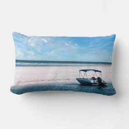 Coastal Boat Wall Art Minimalist Ocean Blue ランバークッション