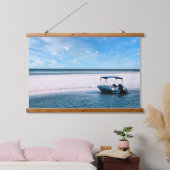 Coastal Boat Wall Art Minimalist Ocean Blue 吊り下げ型タペストリー (寝室)