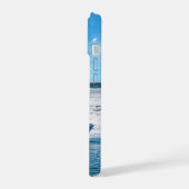 Coastal Boat Wall Art Minimalist Ocean Blue iPhone 15ケース (左側面)