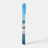 Coastal Boat Wall Art Minimalist Ocean Blue iPhone 15ケース (右側面)