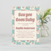 Coastal Boho Sea You Soon Baby Shower 招待状 (スタンド正面)