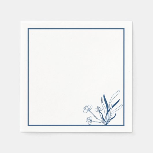 Coastal Botanical | Soft Blue スタンダードカクテルナプキン (正面)