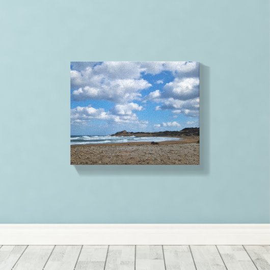 Coastal Breeze - Cloudy Skies and Sunny Shores キャンバスプリント (インサイチュ (ウッドフロア))