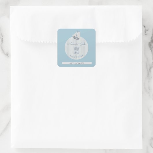 Coastal Bridal Shower Boat Stripe  スクエアシール (バッグ)