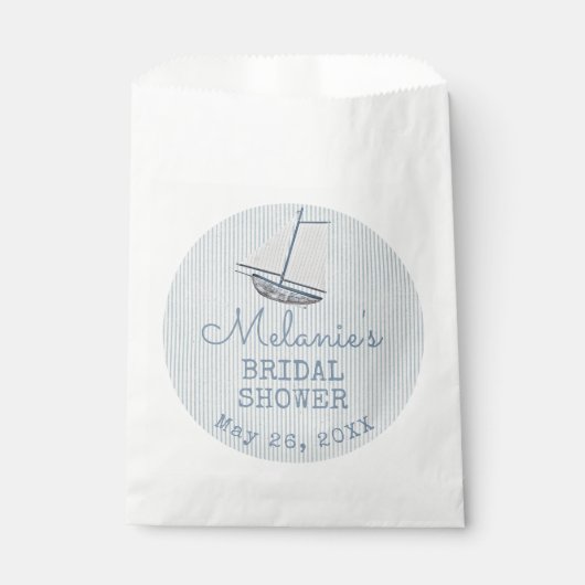 Coastal Bridal Shower Boat Stripe  フェイバーバッグ (正面)