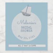 Coastal Bridal Shower Boat Stripe  ワインラベル (シングルラベル)