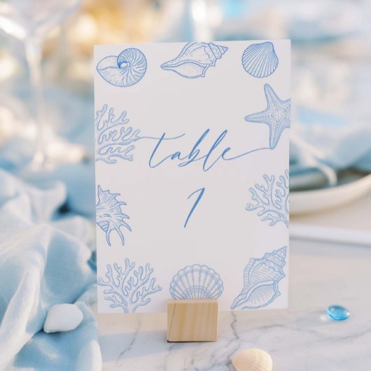 Coastal Bridal Shower Table Number テーブルナンバー