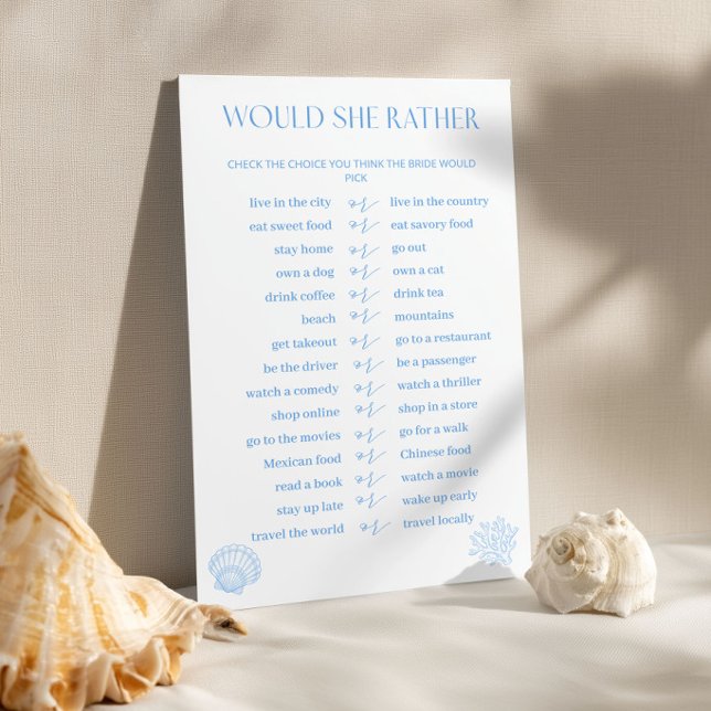 Coastal Bridal Shower Would She Rather Game (クリエイターアップロード済み)