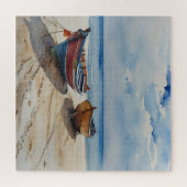 "Coastal Calm" A restful Water Color Boat Seascape ジグソーパズル (横)