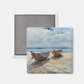 "Coastal Calm" A restful Water Color Boat Seascape マグネット (正面/裏面)