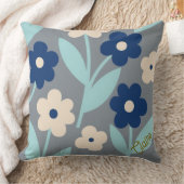 Coastal Calm Florals | Indigo & Turquoise pattern クッション (ブランケット)